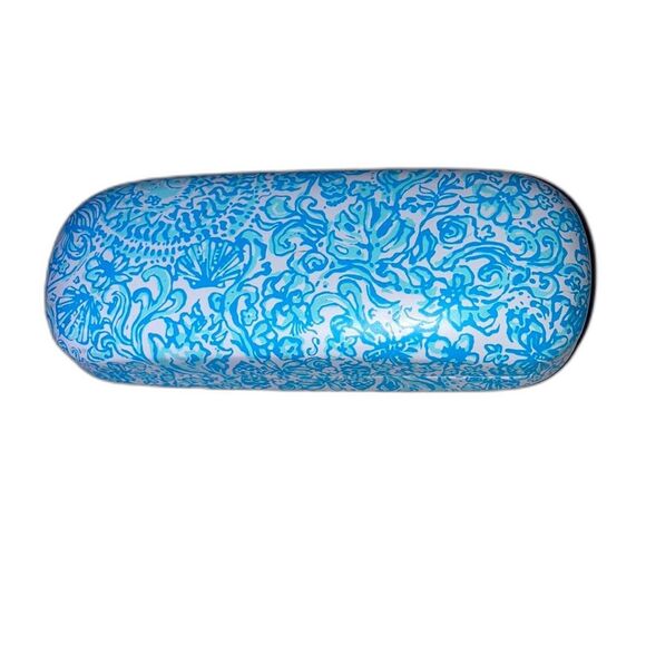 LILLY PULITZER Eyeglass Case Blue Teal White Floral 6.5 x 2 x 2.5 inches - Picture 1 of 11